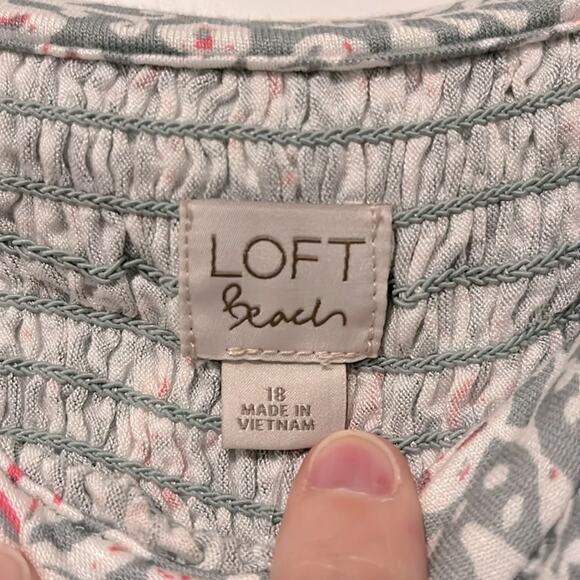 LOFT 3/4 Sleeve Floral Smocked Cropped Off The Shoulder Top, NWT - Picture 10 of 12